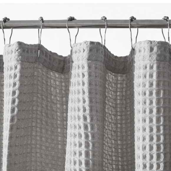 NWT Vera Wang Fabric Shower Curtain w/ Hook Holes Marled Waffle Grey, 70" x 72" - Picture 2 of 4